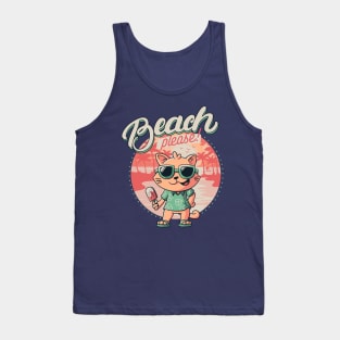 Beach Please Funny Summer Cat Tank Top